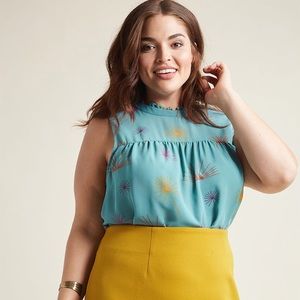 Chiffon Blouse with Ruffle Neckline